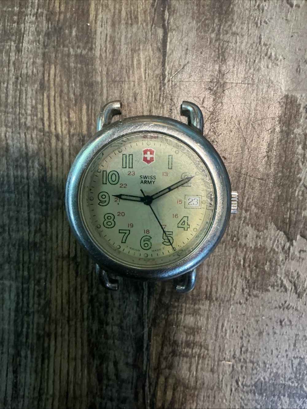 VTG Swiss Army Quartz Men's Calvary Wristwatch Watch Creme Dial